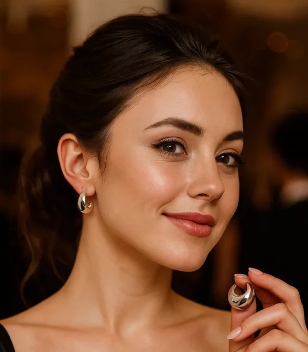 گوشواره دخترونه هلالی براق استیل