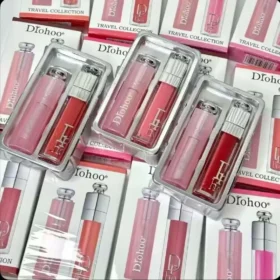 پک لیپ گلس و بالم لب طرح دیور drohoo در بسته بندی کادویی شیک