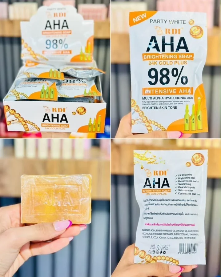 صابون AHA طلا RDI مدل 24K Gold Plus روشن کننده و لایه بردار