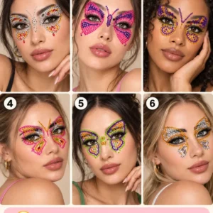 نمای نگین چسبی پروانهای روی صورت در 6 مدل مختلف
